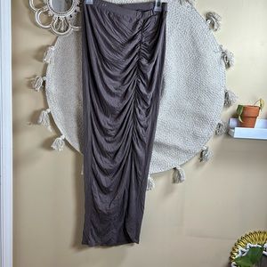 Grey brown maxi skirt with slit
